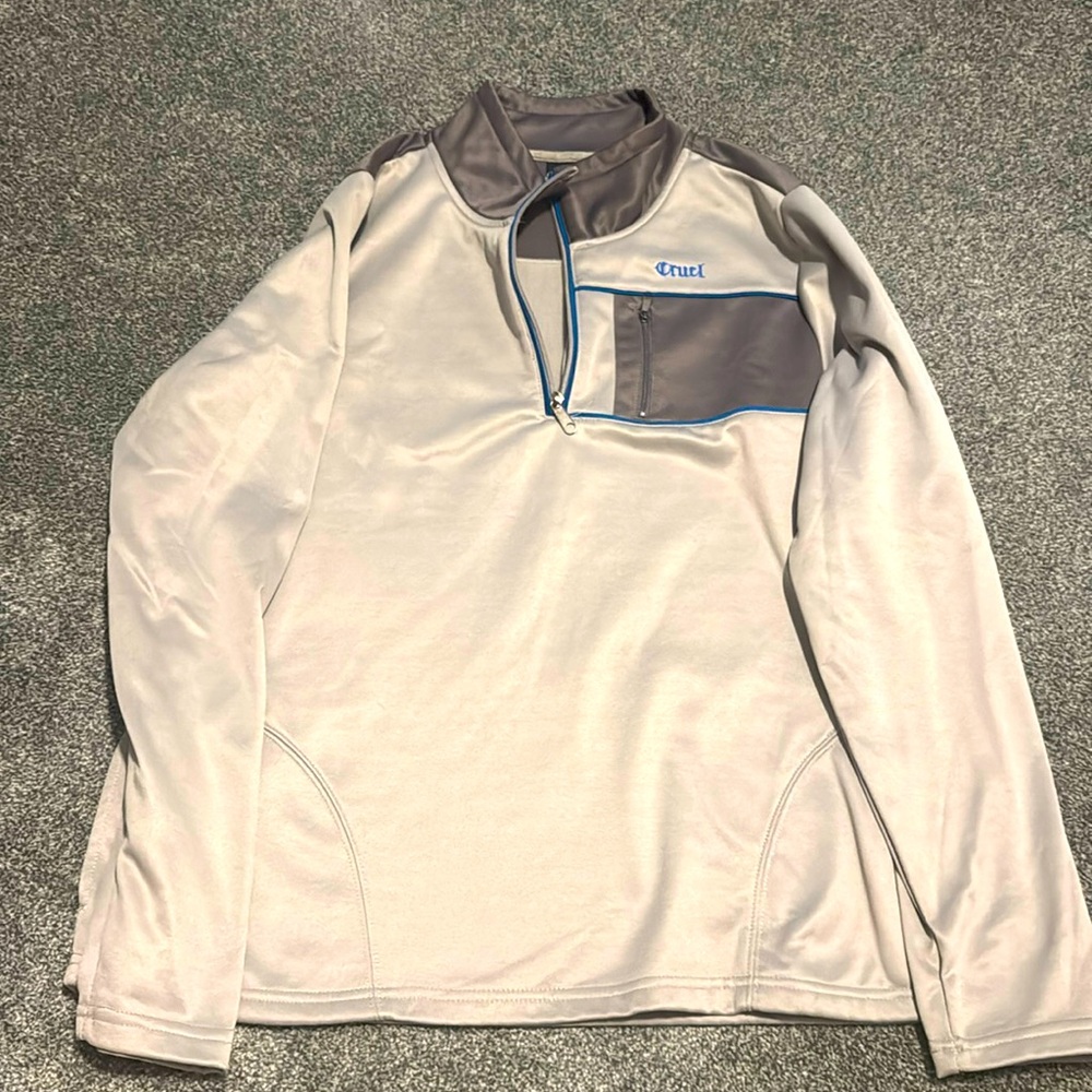 Ladies Cruel 1/4 zip grey with blue accent, XL
